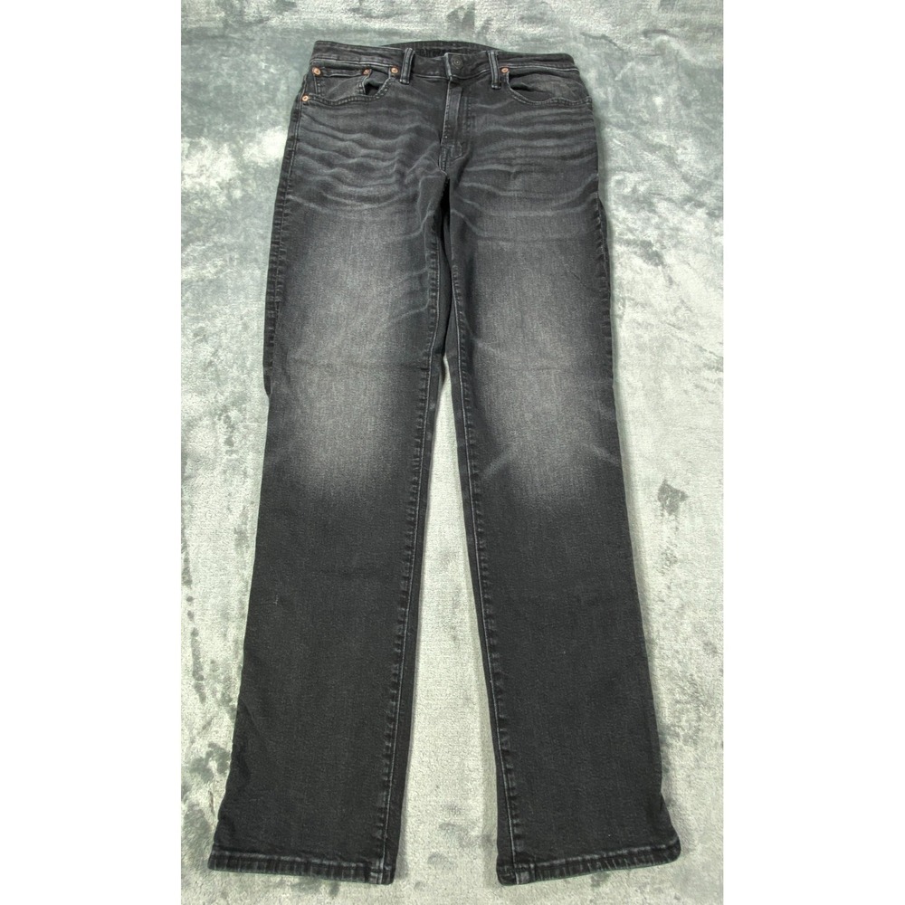 American Eagle Airflex+ Jeans Mens 30x30 Black‎ Stretch Denim Pants Whiskers